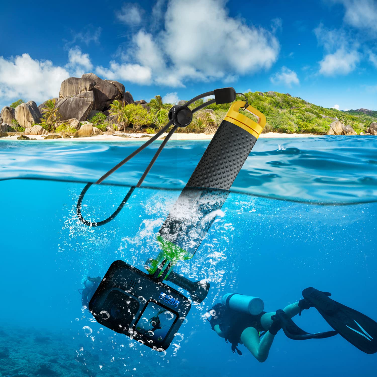 Sametop Floating Hand Grip Waterproof Handle Compatible With Gopro Hero 12, 11, 10, 9, 8, 7, 6, 5, 4, Session, 3+, 3, 2, 1, Hero